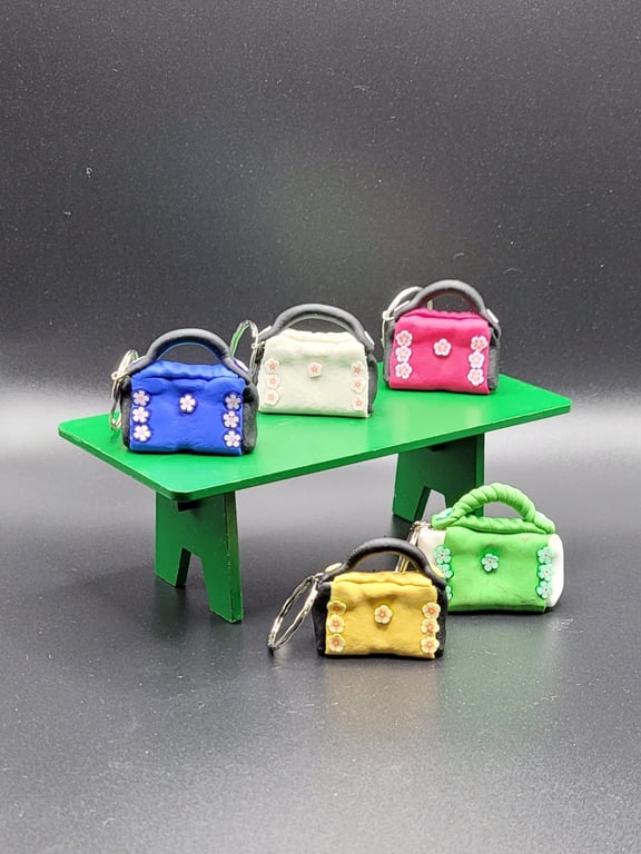 Polymer clay handbag keyring 112 scale miniature novelty gift