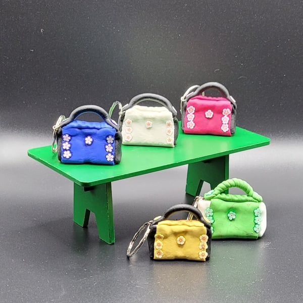 Polymer clay handbag keyring 112 scale miniature novelty gift