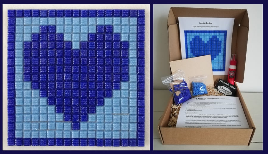 Large Heart Coaster or Wall Plaque Mosaic Kit