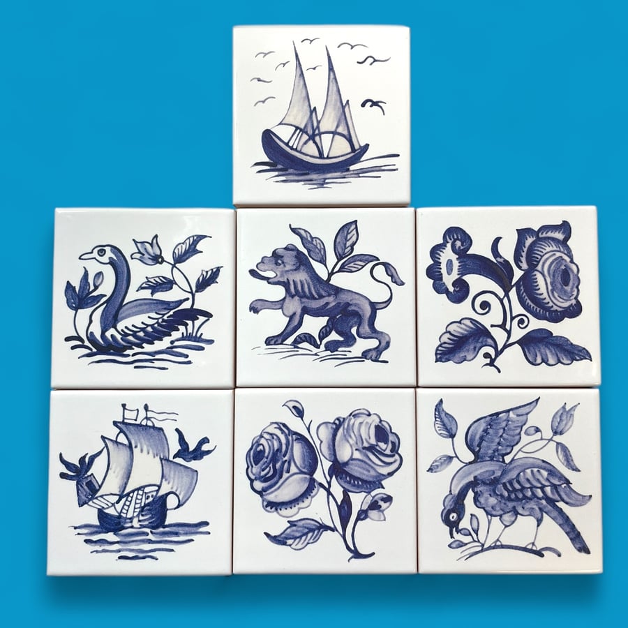 Delft Blue Ceramic Kitchen Tile Antique Style Kiln Fired Splashback