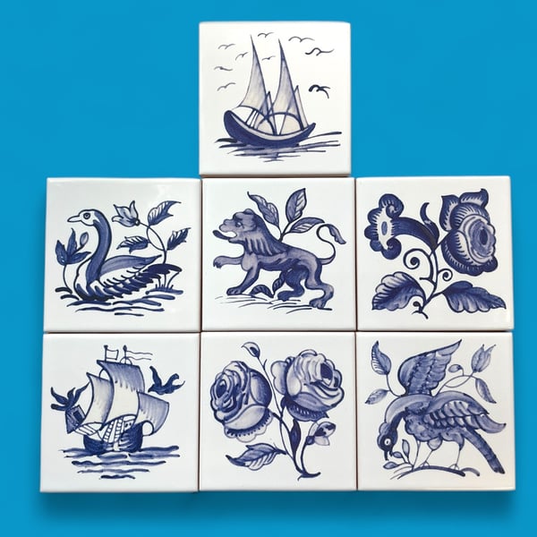 Delft Blue Ceramic Kitchen Tile Antique Style Kiln Fired Splashback