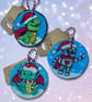 6 Hand Painted Natural wood Decorations - Little Christmas Hero's Collection