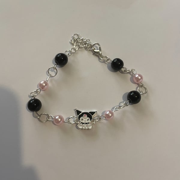 Black and pink cat bracelet 