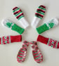 HAND KNIT Babies Christmas Colours Mittens