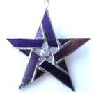 Pentagram Crystal Star Suncatcher Stained Glass Purple 003