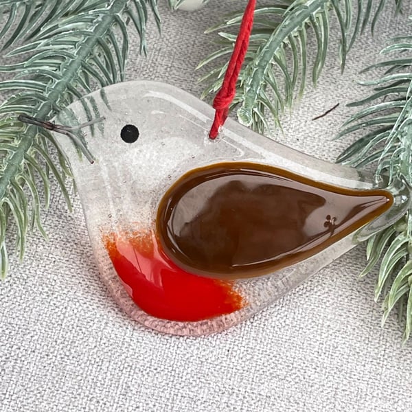 Glass Robin - forest brown - clear