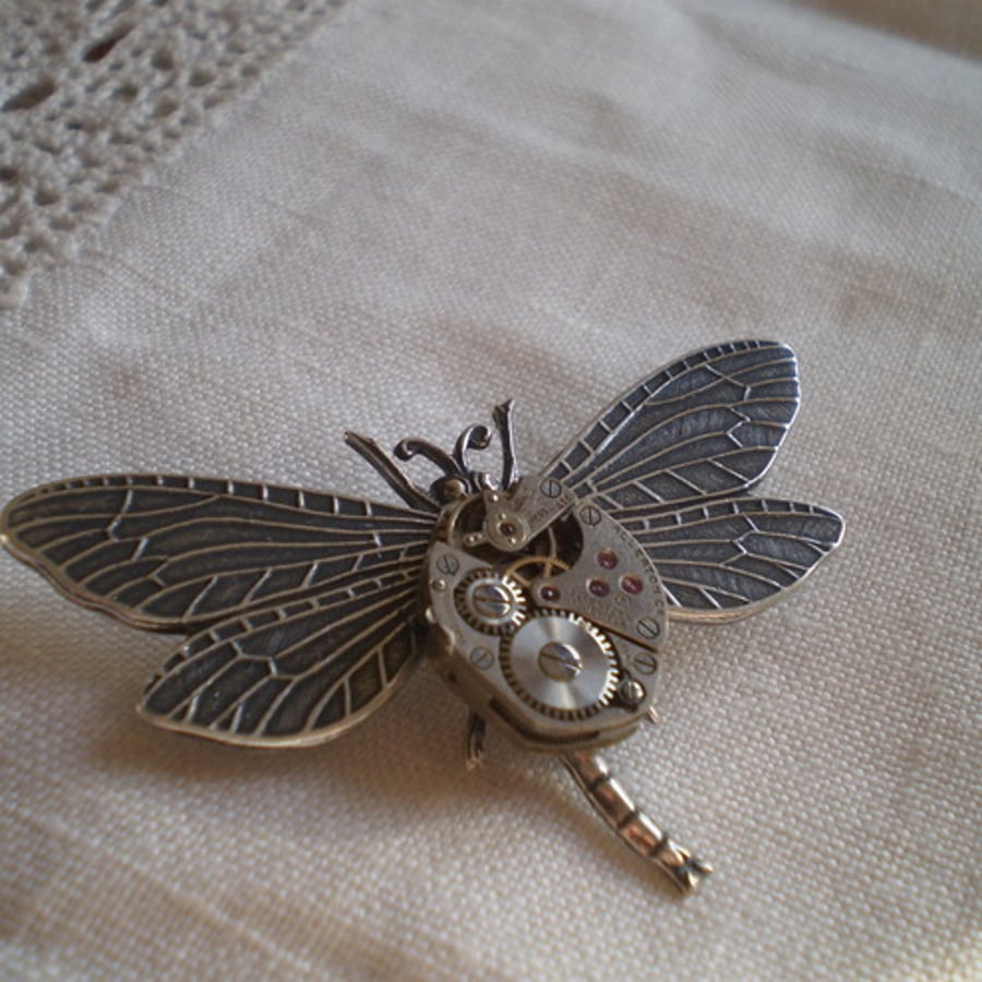 Steampunk Dragonfly Brooch