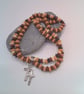 Men's  Necklace With Wooden Beads and Silver Double Cross, Gift for Him - Image 8