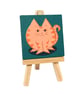 Ginger Cat Miniature Painting - original art on teal mini canvas, cat lover gift - Image 3