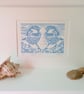 Blue Sparrow Pair Linocut Print - Image 2