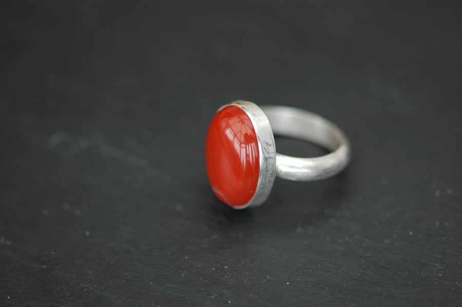 Sterling Silver Ring with Red Jasper,  R17