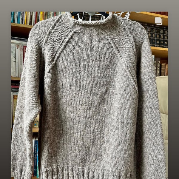 Hand knitted sweater, undyed very local Shetland lambswool PL TQ Devon Cornwall 