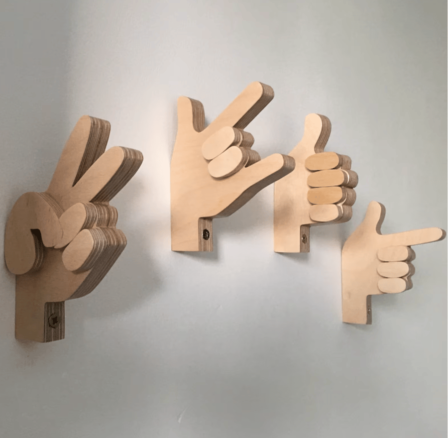 Quirky plywood wall hooks 