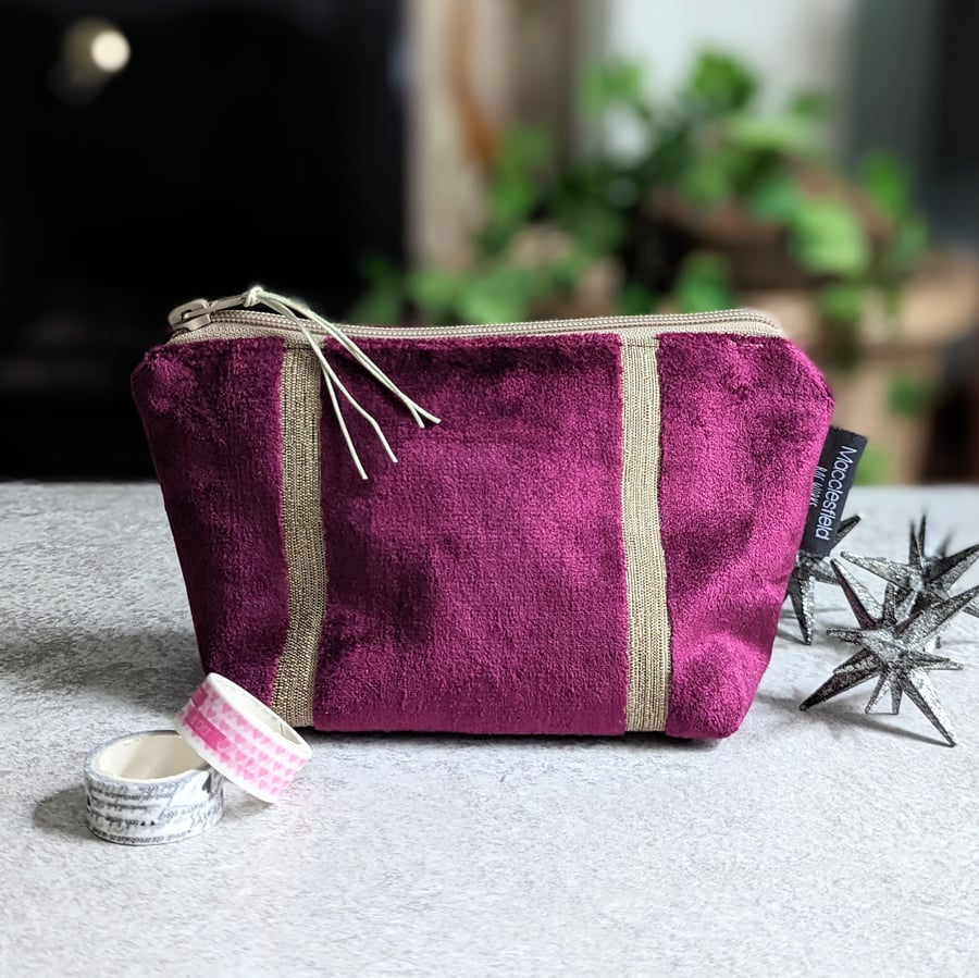Plum Chenille Make-up Pouch Bag