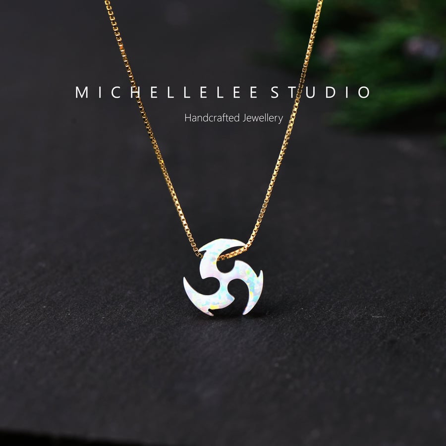 Opal Ninja Star Necklace With 925 Sterling Silver Chain