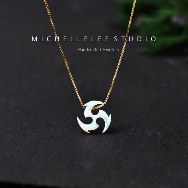 Opal Ninja Star Necklace With 925 Sterling Silver Chain