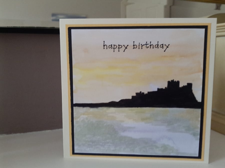 Bamburgh castle birthday card 