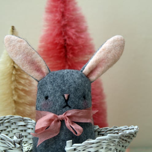 Cute grey wool felt bunny