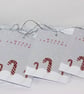 9 candy cane christmas gift tags, gift wrapping accessory, silver, red