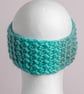  Headband Earwarmer handmade textured with front twist crocheted turquoise - Image 3