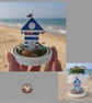 Anchors Away Beach Hut Hanging Glass Dome OOAK Handcrafted