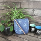 Upcycled Coffee Sack-Mini Shoulder Bag-Blue floral fabric