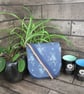 Upcycled Coffee Sack-Mini Shoulder Bag-Blue floral fabric