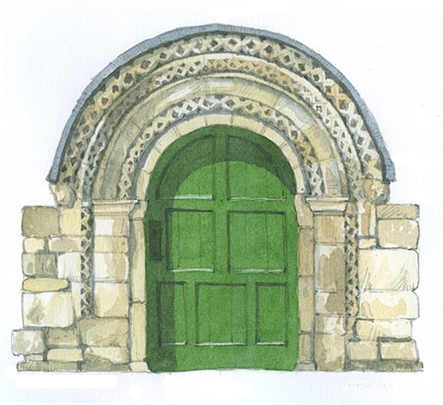 York Doorway, Ingram's Hospital - An original watercolour