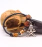 Skull & Crossbones Pendant on a Purple Bead and Skull Bead Necklace, Halloween - Image 6