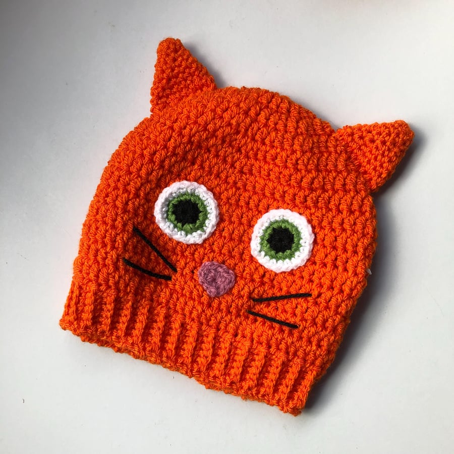 Ginger Cat Hat, Winter Hat, Animal, Cute Hat, Kitten Gift, Kitty Present