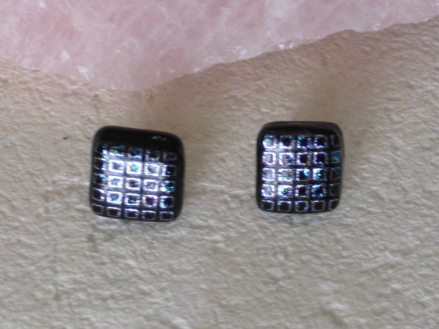 Fused dichroic glass stud earrings