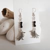 Antique Silver Crow Earrings - Halloween Earrings