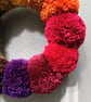 Wool Pompom Wreath, Autumn Colours, Plush Autumnal Seasonal Decor, 23cm. - Image 3