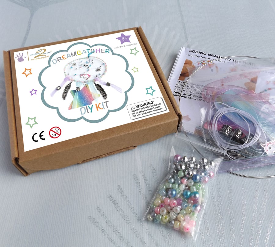 Unicorn Dreamcatcher Kit - Make your own hanging decoration - Kids Craft Kit 