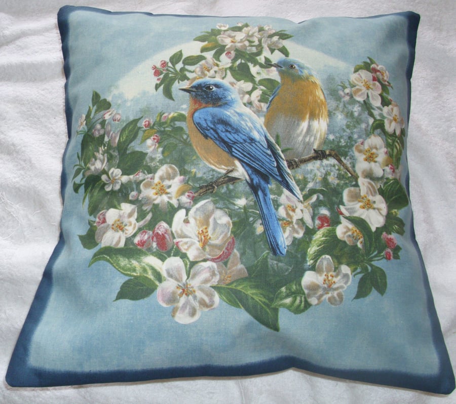 Bluebirds in the Apple tree cushion