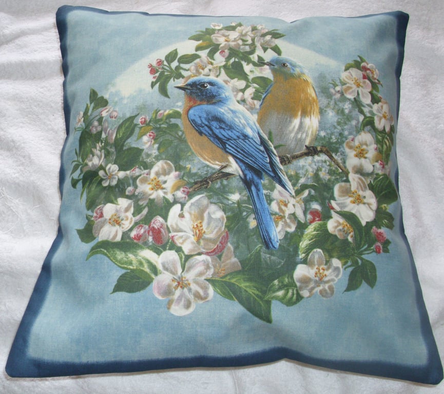 Bluebirds in the Apple tree cushion