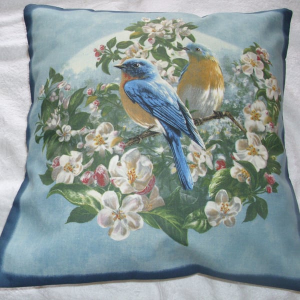 Bluebirds in the Apple tree cushion