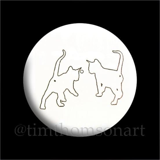 Curious Kittens... Monoprint Drawing turned in to a 25mm Button Pin Badge