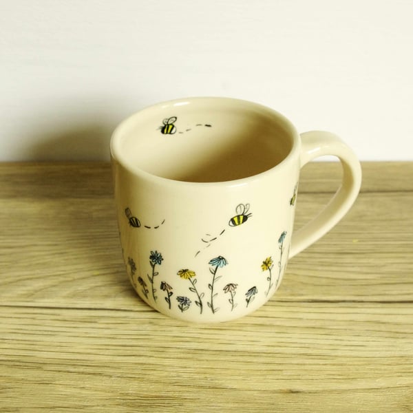 Medium Mug - Bee and Flowers