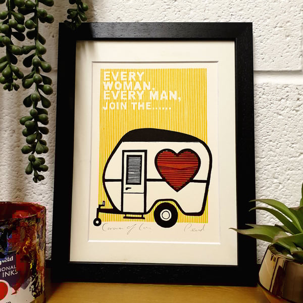 The Housemartins Caravan of Love- Original Lino Print