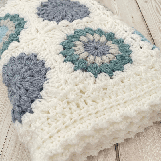 Blue Baby Blanket - Handmade Crochet - Newborn Keepsake Gift