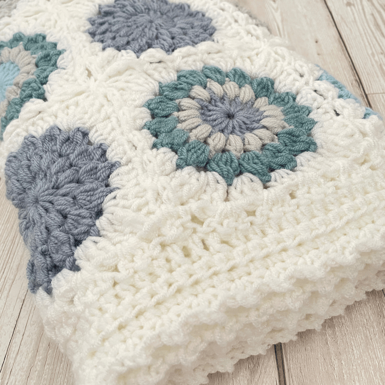 Blue Baby Blanket - Handmade Crochet - Newborn Keepsake Gift