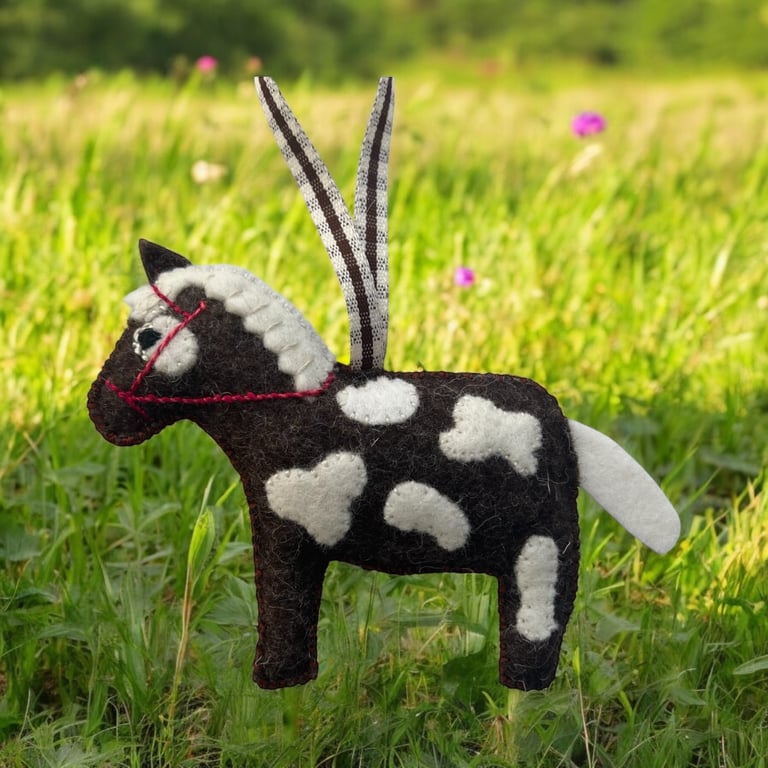 Piebald Pony Felt Hanging Decoration
