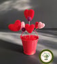 Valentine Hearts in a Metal Bucket. Needle Felted Love Hearts. Handmade.