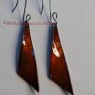 Golden transparent enamel triangle earrings