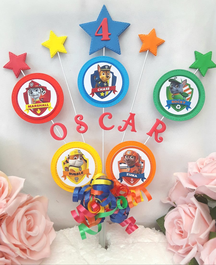 Personalised Paw Patrol Cake Topper, Paw Patrol Party, Paw Patrol Birthday Decor