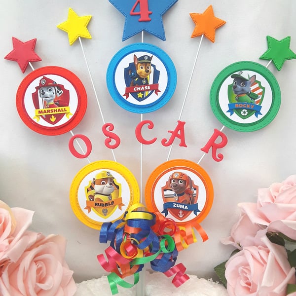 Personalised Paw Patrol Cake Topper, Paw Patrol Party, Paw Patrol Birthday Decor