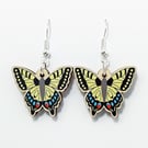 Swallowtail Butterfly Dangle Earrings, Silver Plated or Sterling Silver Hooks