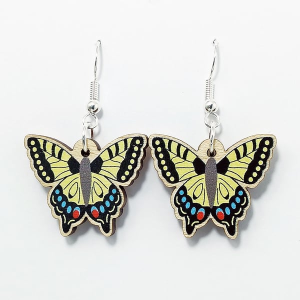 Swallowtail Butterfly Dangle Earrings, Silver Plated or Sterling Silver Hooks