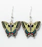 Swallowtail Butterfly Dangle Earrings, Silver Plated or Sterling Silver Hooks - Image 1